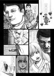  1girl comic formal frown greyscale hane_(azelye) hat heart japanese_clothes komeiji_koishi long_hair long_sleeves monochrome short_hair smile suit touhou translation_request 