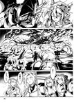  closed_eyes comic greyscale harukon_(halcon) headgear hiyou_(kantai_collection) hyuuga_(kantai_collection) ise_(kantai_collection) jun'you_(kantai_collection) kantai_collection long_hair machinery magatama monochrome multiple_girls nagato_(kantai_collection) open_mouth ponytail shinkaisei-kan short_hair translated turret 