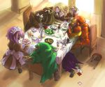  card cards crossover dc_comics doctor_doom dr_doom eating food iron_man king_of_fighters kuroko marvel mecha_hisui melty_blood rugal_bernstein samurai_spirits snk table the_joker tsukihime victor_von_doom 