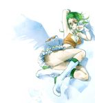  armpits bad_id bad_pixiv_id glasses green_eyes green_hair gumi headphones headset kusuki_asato lying midriff on_side panties short_hair skirt solo underwear vocaloid white_panties wrist_cuffs 