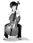  cello greyscale ikari_shinji instrument lowres male_focus monochrome neon_genesis_evangelion solo 