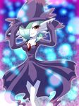  alternate_costume blush clothed_pokemon cosplay costume gardevoir gen_3_pokemon gen_4_pokemon hat mismagius mismagius_(cosplay) no_humans pokemon pokemon_(creature) red_eyes smile solo white_moon witch_hat 