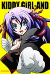  blue_eyes gloves hair_ribbon kiddy_girl-and kiddy_grade pointing purple_hair q-feuille ribbon s-now solo 