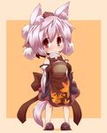  animal_ears apron detached_sleeves hat inubashiri_momiji kuromiya oven_mitts red_eyes short_hair silver_hair slippers solo tail tokin_hat touhou wolf_ears wolf_tail 