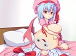  bad_id bad_pixiv_id bat_wings bed blue_hair hat izayoi_sakuya okaki red_eyes remilia_scarlet short_hair solo touhou wings yukkuri_shiteitte_ne 