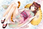  animal_ears bad_id bad_pixiv_id bell brown_hair frills gathers japanese_clothes kimono kimono_skirt legs little_busters! long_hair misumi_kouji natsume_rin okobo red_eyes sandals socks solo tabi tail tiger_ears tiger_tail 