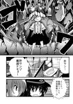  akatsuki_(kantai_collection) comic greyscale hat hibiki_(kantai_collection) ikazuchi_(kantai_collection) kantai_collection long_hair monochrome multiple_girls ryuujou_(kantai_collection) sanari_(quarter_iceshop) school_uniform serafuku shinkaisei-kan translated verniy_(kantai_collection) wo-class_aircraft_carrier 