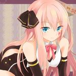  blackjack_(vocaloid) blue_eyes bow long_hair megurine_luka mochizuki_yomogi pink_hair project_diva_(series) project_diva_f project_diva_f_2nd solo temptation_(module) vocaloid 