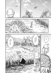  aki_minoriko bug comic dragonfly farm food fruit grapes greyscale hat highres insect monochrome moriya_suwako multiple_girls sakana_(ryuusui-tei) touhou translated yotsubato! 