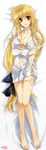  :d absurdres barefoot blonde_hair breasts cleavage dakimakura dress_shirt fate_testarossa feet hand_on_thigh highres holding_arm huge_filesize kanna_(plum) long_hair long_legs low-tied_long_hair lyrical_nanoha mahou_shoujo_lyrical_nanoha_strikers medium_breasts naked_shirt navel no_bra no_panties open_clothes open_mouth open_shirt red_eyes scan see-through shirt smile solo toes very_long_hair wet wet_clothes wet_shirt 