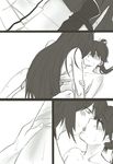  bai_lao_shu blush comic french_kiss greyscale highres houshou_(kantai_collection) kantai_collection kiss long_hair monochrome multiple_girls nagato_(kantai_collection) silent_comic yuri 