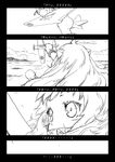  a6m_zero aircraft airplane comic greyscale highres horns kantai_collection kohige long_hair mittens monochrome northern_ocean_hime shinkaisei-kan solo translated 