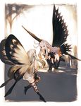  aerie_(bravely_default) angry anne_(bravely_second) black_footwear black_gloves black_legwear boots bravely_default:_flying_fairy bravely_default_(series) bravely_second:_end_layer butterfly_wings cross-laced_legwear dress elbow_gloves eye_contact fairy fairy_wings gloves high_heel_boots high_heels highres junwool leotard long_hair looking_at_another multiple_girls open_mouth pointy_ears short_dress sidelocks smile thigh_boots thighhighs white_hair wings 