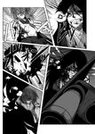  battle black_sclera blood comic greyscale inazuma_(kantai_collection) kantai_collection monochrome multiple_girls ru-class_battleship school_uniform sendai_(kantai_collection) serafuku shinkaisei-kan torn_clothes yua_(checkmate) 