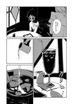  cafe comic cream cup drinking_glass drinking_straw greyscale md5_mismatch monochrome multiple_girls original translation_request yamauta 