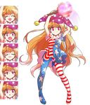  &gt;:( :3 :d :o ^_^ alphes_(style) american_flag_dress american_flag_legwear annoyed arms_up blonde_hair blush closed_eyes clownpiece dairi expressions frown full_body happy hat jester_cap long_hair multiple_views nervous open_mouth pantyhose parody purple_eyes smile style_parody surprised sweatdrop tachi-e torch touhou transparent_background v-shaped_eyebrows very_long_hair wavy_hair wide-eyed 