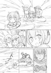  :o afloat akatsuki_(kantai_collection) arms_up bikini bruise comic fang folded_ponytail greyscale hair_ornament hairclip hibiki_(kantai_collection) ikazuchi_(kantai_collection) inazuma_(kantai_collection) injury kantai_collection long_hair machinery monochrome multiple_girls partially_submerged raft ri-class_heavy_cruiser shimazaki_mujirushi shinkaisei-kan short_hair silent_comic splashing stuffed_animal stuffed_toy swimsuit tears teddy_bear v-shaped_eyebrows younger 