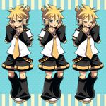  blonde_hair blue_eyes full_body kagamine_len male_focus multiple_views necktie open_mouth vocaloid yellow_neckwear yomorin 