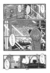  animal_ears cat cat_ears cat_tail chen comic doujinshi greyscale hallway highres monochrome pajamas scan tail too_many too_many_cats touhou traditional_media translation_request wind yotsuboshi-imai 