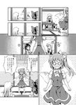  bespectacled bow breasts clenched_hands comic cup daiyousei flying_sweatdrops funny_glasses glasses greyscale hair_bow hair_ornament hair_ribbon hair_tubes hakurei_reimu kirisame_marisa medium_breasts monochrome multiple_girls outstretched_arms ponytail ribbon sakimiya_(inschool) side_ponytail sliding_doors spread_arms table tatami teacup touhou translated wings |_| 