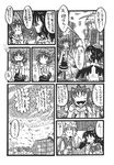  animal_ears cat_ears cat_tail chen comic doujinshi fox_ears fox_tail greyscale hat highres monochrome multiple_girls notepad pen scan scarf shameimaru_aya snowing snowman tail tokin_hat touhou traditional_media translation_request wings yakumo_ran yotsuboshi-imai 