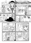  6+girls alternate_costume animal_ears chameleon_(ryokucha_combo) cirno comic fujiwara_no_mokou greyscale hat hinanawi_tenshi ice ice_wings monochrome mouse_ears multiple_boys multiple_girls nazrin smile toramaru_shou touhou translation_request unzan wings 