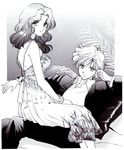  2girls bishoujo_senshi_sailor_moon evening_dress evening_gown kaiou_michiru monochrome multiple_girls short_hair smile ten'ou_haruka tenou_haruka yuri 