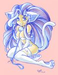  animal_ears bell blue_hair capcom cat_ears catgirl darkstalkers felicia scared vampire_(game) 