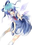  bad_id bad_pixiv_id blue_eyes blue_hair blush bow cirno hair_bow open_mouth rarami solo touhou wings 