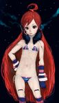  ahoge android bad_id bad_pixiv_id bikini blush flat_chest gloves headphones headset kneehighs long_hair navel pon red_eyes red_hair sf-a2_miki side-tie_bikini socks solo star striped striped_gloves striped_legwear swimsuit very_long_hair vocaloid wrist_cuffs 