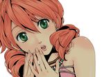  bad_id bad_pixiv_id coco_(nattou) earrings face final_fantasy final_fantasy_xiii green_eyes jewelry oerba_dia_vanille open_mouth orange_hair short_twintails simple_background solo twintails white_background 