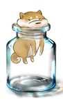  animal_focus bad_id bad_pixiv_id cork dog jar kouki_(ronmugi) minimized no_humans original shiba_inu shiba_squish stuck tail 