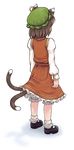  animal_ears brown_hair cat_ears cat_tail chen from_behind hat kouotsu multiple_tails short_hair solo tail touhou 