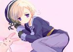  axis_powers_hetalia blonde_hair bottomless child gloves lying norway_(hetalia) on_side purple_eyes short_hair shota stuffed_animal stuffed_toy trap violet_eyes 