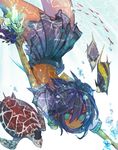  absurdres fish hat highres original school_uniform skirt smile solo swimming top_hat turtle ukai_saki underwater water 