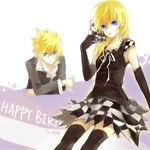  1girl blonde_hair blue_eyes cosplay i-riya kagamine_len kagamine_len_(cosplay) kagamine_rin kagamine_rin_(cosplay) kingdom_hearts namine roxas thighhighs vocaloid 