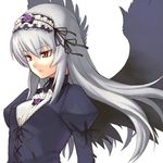  bad_id bad_pixiv_id black_wings gothic jingai_modoki long_hair lowres red_eyes rozen_maiden silver_hair solo suigintou wings 