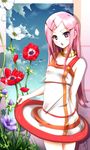  anemone_(eureka_seven) anemone_(flower) blush dress eureka_seven eureka_seven_(series) flower hair_ornament hairclip highres moon object_namesake petals pink_eyes pink_hair solo u-1 