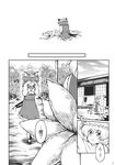  animal_ears cat_ears cat_tail chen clothes comic crying death dog doujinshi earrings fox_tail greyscale hat highres jewelry miyamoto_ryuuichi mob_cap monochrome multiple_girls multiple_tails ribbon ribs scan shoes short_hair tail tears touhou translated trembling yakumo_ran 