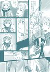  bai_lao_shu blush charlotte_e_yeager chinese closed_eyes comic erica_hartmann francesca_lucchini gertrud_barkhorn highres indoors long_hair looking_down monochrome multiple_girls open_mouth short_hair smile strike_witches translation_request world_witches_series 