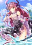  elizabeth_bathory fate/extra fate/extra_ccc fate/grand_order fate/stay_night horns no_bra pantsu see_through skirt_lift string_panties synn032 tail wet wet_clothes 