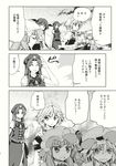  comic flandre_scarlet greyscale hakui_ami highres hong_meiling izayoi_sakuya koakuma long_hair monochrome multiple_girls non-web_source outstretched_arms patchouli_knowledge remilia_scarlet salute smile spread_arms touhou translated very_long_hair wavy_mouth 