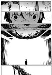  blood chomoran comic doujinshi greyscale highres intestines monochrome rock scan shiki_eiki touhou 