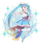  blue_eyes blue_hair cure_sky highres hirogaru_sky!_precure ichiromi long_hair looking_to_the_side magical_girl multicolored_hair open_mouth outstretched_arm precure sora_harewataru sparkle twintails two-tone_hair 