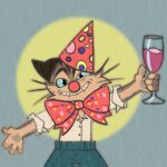 1:1 2023 :d ^_^ animal_humanoid anthro birthday_hat black_eyebrows blue_clothing blue_eyes cat_humanoid claws clothing clown_costume clown_nose digital_drawing_(artwork) digital_media_(artwork) domestic_cat eye_contact eyebrows eyes_closed fangs felid felid_humanoid feline feline_humanoid felis fur glowing glowing_eyes grey_body grey_fur humanoid humor kattkiddie lackadaisy looking_at_another looking_at_viewer male mammal mammal_humanoid multicolored_body multicolored_fur pupils red_clothing rocky_rickaby sharp_teeth simple_background smile solo striped_body striped_fur stripes teeth teeth_showing thick_eyebrows two_tone_body two_tone_fur webcomic webcomic_character young