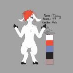 1800supportline 1:1 absurd_res anthro biped blue_eyes bovid caprine color_swatch flat_colors fur gingerdaniel goat hair hi_res hooves horn male mammal model_sheet nude orange_hair restricted_palette simple_background smile solo white_body