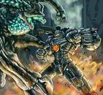  clenched_hands explosion gipsy_danger glowing highres kaijuu mecha monster no_humans otachi pacific_rim pottsu science_fiction super_robot 