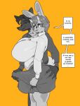 2023 anthro biped blush blush_lines bottomwear bovid bovine bun_buns_(bun_buns) butt butt_grab butt_squish canid canine cattle clothed clothing crackiepipe crackiepipe_(character) duo erection erection_under_clothing erection_under_skirt eyewear fox glasses gynomorph hand_on_butt hi_res horn hybrid intersex intersex/male lagomorph leporid male mammal rabbit simple_background skirt spanish_text speech_bubble squish suggestive_look text translation_check translation_request