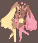 &lt;3 animal_humanoid anthro black_eyes blush brown_body brown_fur cute_expression duo embrace febbie female female/female female_focus floppy_ears fluffy fluffy_ears fluffy_fur fur generation_4_pokemon hi_res hug humanoid kissing lagomorph lagomorph_humanoid leporid leporid_humanoid lop_ears lopunny mammal mammal_humanoid nintendo nose_to_nose pink_body pink_eyes pink_fur pink_tongue pokemon pokemon_(species) rabbit rabbit_ears rabbit_humanoid raised_leg romantic romantic_couple scut_tail sfw_version shiny_pokemon short_tail simple_background smile star tail tongue wholesome yellow_body yellow_fur