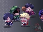  &gt;_&lt; 5boys backpack bag black_pants blonde_hair blood blood_on_face blue_bag border brown_pants camouflage_hoodie chibi chibi_only fang full_body glasses green_hoodie grey_border grey_hair hitoranran holding hood hoodie koneshima kotorai male_focus marumaru_no_shuyaku_wa_wareware_da! multiple_boys no_nose open_mouth pants peeking_out purple_headwear red_shorts running scared shadow sharp_teeth shirt shoppi short_hair shorts shrine signature socks solid_oval_eyes spiked_hair statue sweatdrop tears teeth utsu-sensei wavy_mouth white_shirt white_socks zipper_pull_tab zom 